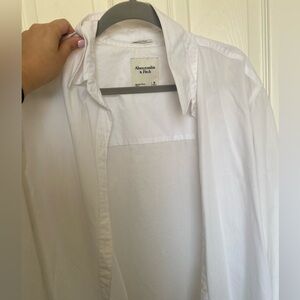 Women’s oversized fit white button up shirt
